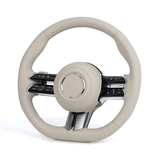 White Full Leather Sport Steering Wheel for Mercedes Benz E S Class W223 C217 W213 W205 W206 W212 W213 C238 S400 S450 SL63 AMG - Hailed Inc.