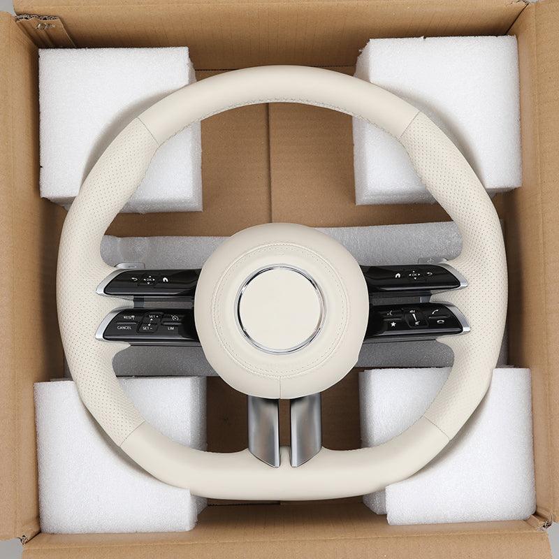 White Full Leather Sport Steering Wheel for Mercedes Benz E S Class W223 C217 W213 W205 W206 W212 W213 C238 S400 S450 SL63 AMG - Hailed Inc.