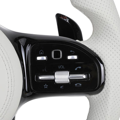 White Half Leather Forged Carbon Fiber Steering Wheel for Mercedes Benz W204 W205 W211 W213 W212 W222 EQA E550 G63 C63 AMG GT - Hailed Inc.