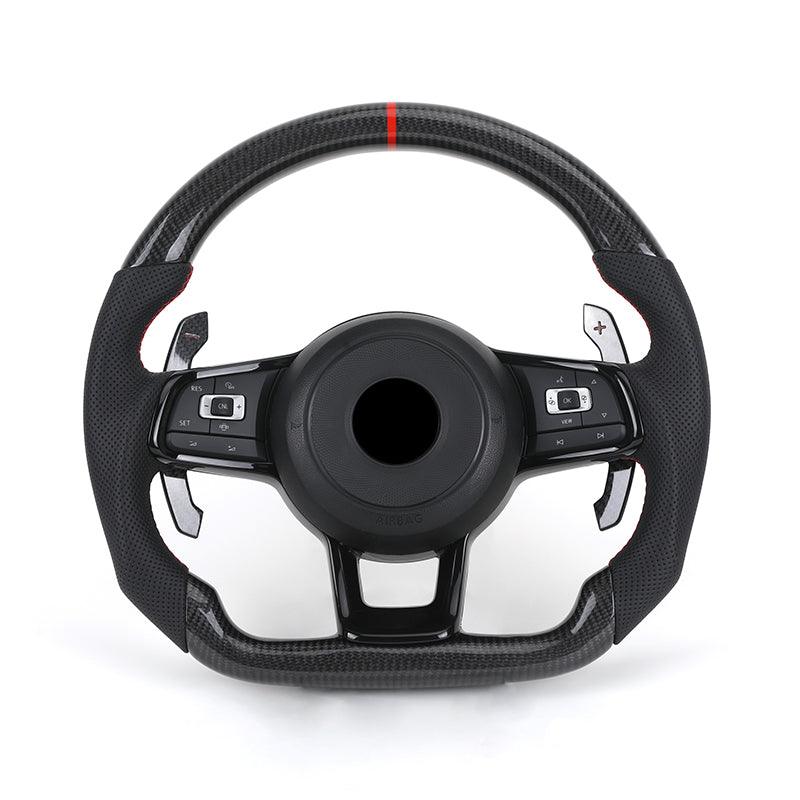 With Carbon Paddle Half Leather Carbon Fiber Steering Wheel for Volkswagen VW Polo Golf R 6 7 8 MK6 MK7 GTi Passat B7 B8 Jetta - Hailed Inc.