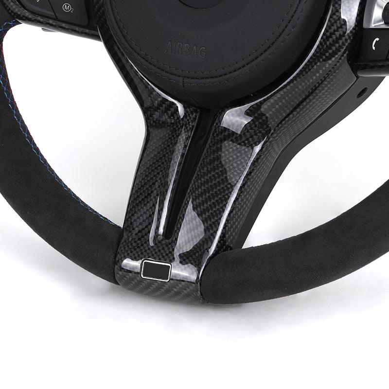 With Carbon Trim Full Alcantara Leather M Sport Steering Wheel for BMW F10 F30 M2 F87 M3 F80 M4 F82 M5 F90 X5M E70 E60 E90 E92 - Hailed Inc.