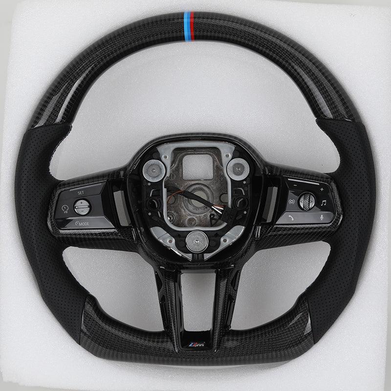 With Carbon Trim Half Perforated Leather Steering Wheel for BMW M3 F80 F82 F85 M2 F87 M5 F90 F97 i5 G11 G12 G20 G30 G42 G80 G82 - Hailed Inc.