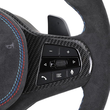 With Carbon Trim Heated Half Alcantara Wooden M Steering Wheel for BMW G01 G05 G07 G11 G12 G20 G22 G30 G80 M3 G81 G82 G83 M4 G87 - Hailed Inc.