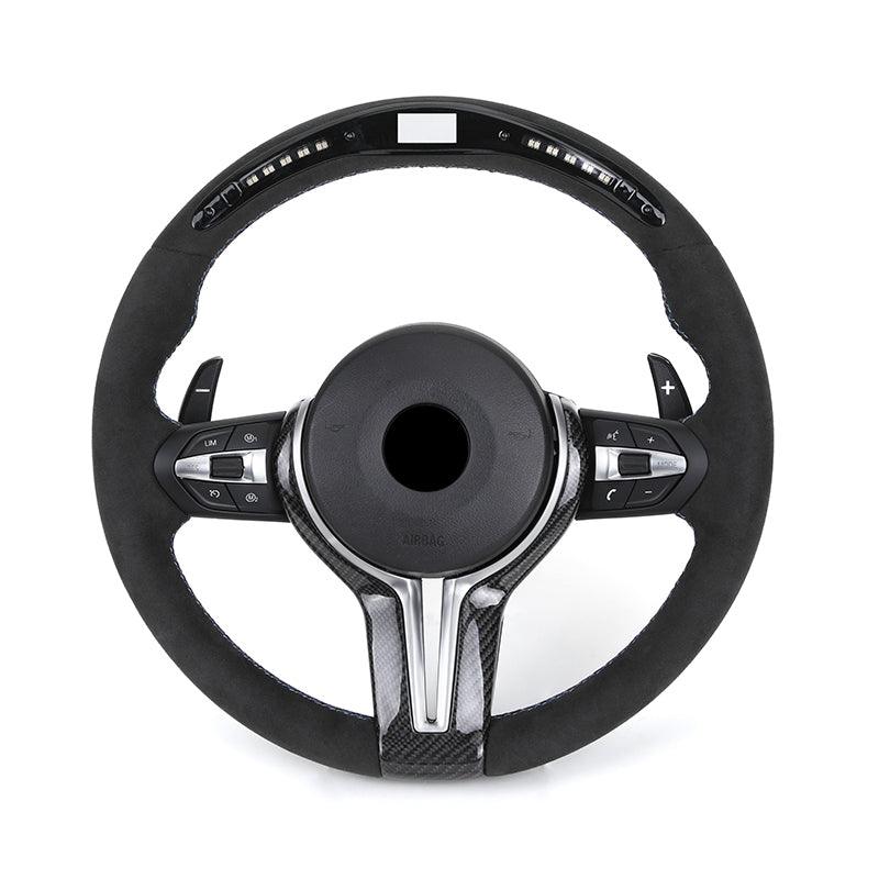 With Carbon Trim Led Full Alcantara M Performance Steering Wheel for BMW F01 F10 F11 F20 F22 F30 F32 F80 F82 F90 E92 E60 E88 - Hailed Inc.