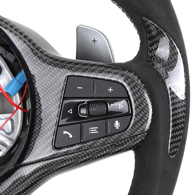 With Heated Button Half Alcantara Carbon Fiber LED Steering Wheel for BMW G82 M4 G20 G30 X3 G01 X4 G02 G11 G12 G80 G81 M8 F92 - Hailed Inc.