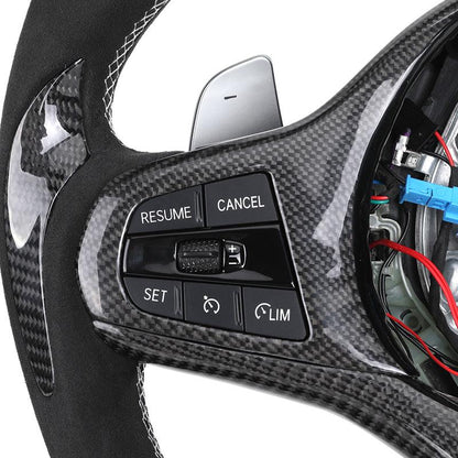 With Heated Button Half Alcantara Carbon Fiber LED Steering Wheel for BMW G82 M4 G20 G30 X3 G01 X4 G02 G11 G12 G80 G81 M8 F92 - Hailed Inc.