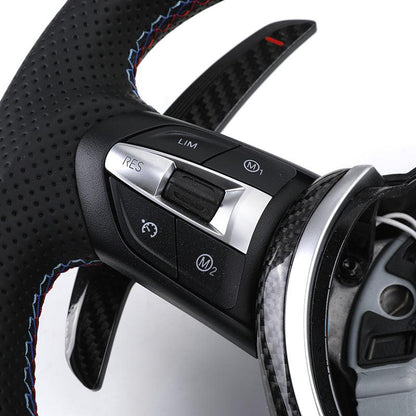 With Led Display Carbon Fiber Shift Paddle Leather M Steering Wheel for BMW F10 F30 X5 E70 E71 E60 E46 E92 E90 M3 M5 M6 - Hailed Inc.