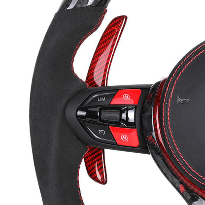 With LED Display Half Alcantara Red Forged Carbon Steering Wheel for BMW F10 F20 F30 F32 F36 F80 M3 F82 M4 M2 F87 M5 F90 E90 E92 - Hailed Inc.