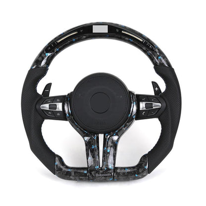 With LED Display Leather Forged Carbon M Sport Steering Wheel for BMW F10 F15 F20 F22 F30 F32 F36 M4 F82 M3 F80 E87 E90 E92 E60 - Hailed Inc.