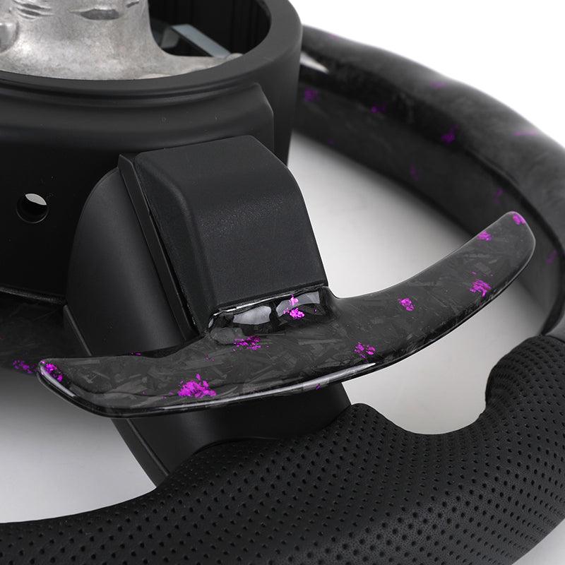 With LED Display Purple Leather Forged Carbon Fiber Steering Wheel for BMW F10 F30 F32 M3 F80 M4 F82 M5 F90 X5M F85 E90 E92 E93 - Hailed Inc.