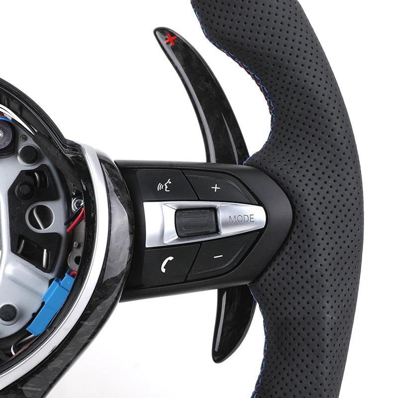 With LED M Sport Forged Carbon Fiber Steering WHeel for BMW F30 F10 M5 F90 F20 X5 E70 X6 X6M E71 E46 M3 E39 E60 E92 M4 G20 G30 - Hailed Inc.