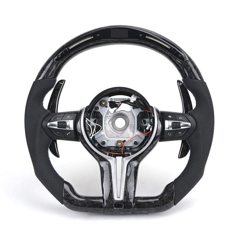 With LED M Sport Volant Forged Carbon Shift Paddle Steering Wheel for BMW 3 Series E90 E92 E81 E82 E87 E88 X1 E84 X5 E70 X6 E71 - Hailed Inc.