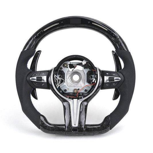 With LED M Sport Volant Forged Carbon Shift Paddle Steering Wheel for BMW 3 Series E90 E92 E81 E82 E87 E88 X1 E84 X5 E70 X6 E71 - Hailed Inc.