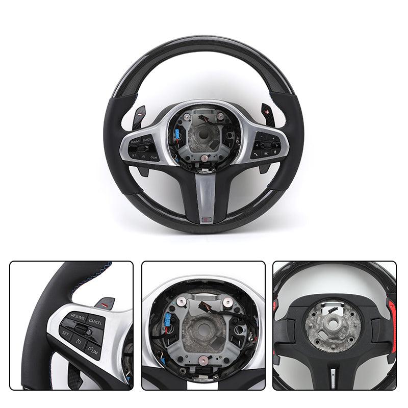 With M Performance Paddle Shifters Custom Carbon Fiber Car Steering Wheel for BMW 5 7 Series G30 G31 G38 G11 G12 X7 G07 - Hailed Inc.