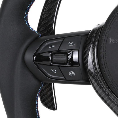 With M Trip Carbon Trim Paddle M Performance Half Leather Carbon LED Steering Wheel for BMW F10 F11 F20 F30 M4 F82 E60 E90 E92 - Hailed Inc.