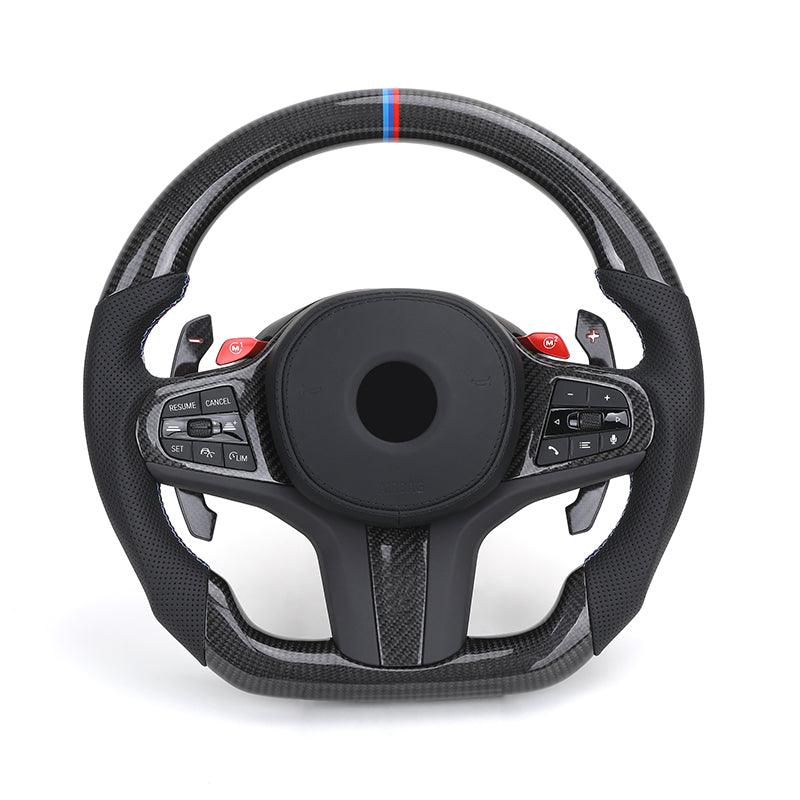 With M1 M2 Button Carbon Half Perforated Leather M Performance Steering Wheel for BMW F10 F30 F20 F32 F80 M4 M3 X1 E84 X5 F15 - Hailed Inc.