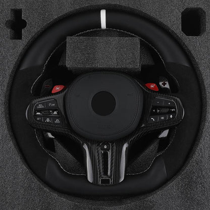 With M1 M2 Button Half Alcantara Leather Steering Wheel for BMW M3 G80 M4 G82 X3 G01 X4 G02 X5 G05 X6 G06 G11 G12 G20 G30 Z4 G29 - Hailed Inc.