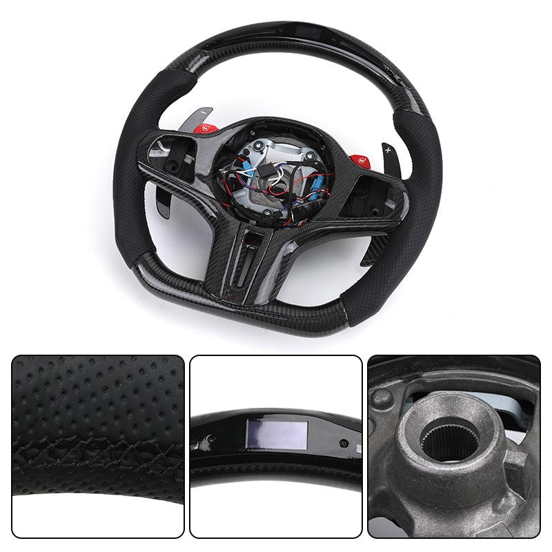 With M1 M2 Carbon Shift Paddle Leather LED M Sport Steering Wheel for BMW F30 F10 F20 F34 X4 X1 E84 E90 E60 X3 F25 X5 G05 G30 - Hailed Inc.