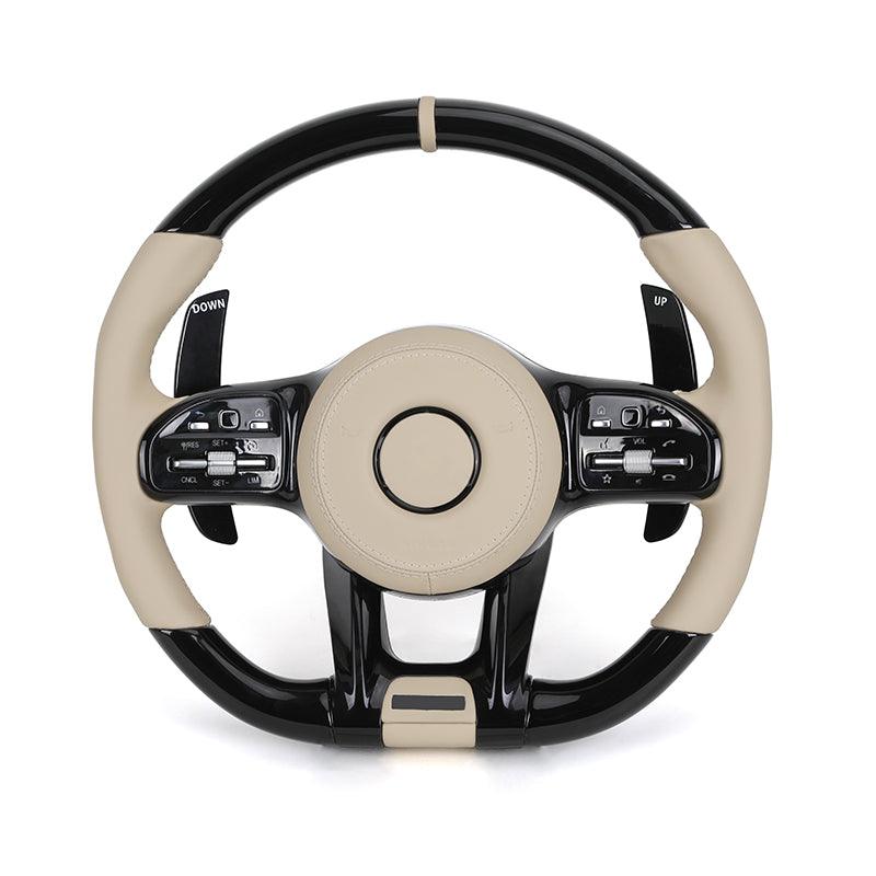 With Piano Black Carbon Fiber Trim Leather Steering Wheel for Mercedes Benz AMG W205 W218 W212 W213 W463 X164 X204 GLS X166 W166 - Hailed Inc.