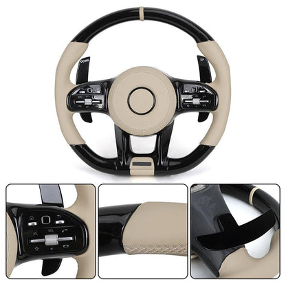 With Piano Black Carbon Fiber Trim Leather Steering Wheel for Mercedes Benz AMG W205 W218 W212 W213 W463 X164 X204 GLS X166 W166 - Hailed Inc.