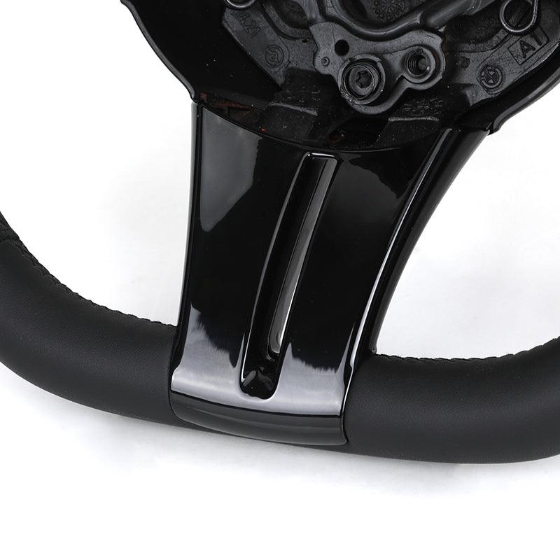 With Piano Black Trim Flat Bottom Full Leather M SPort Steering Wheel for BMW Z4 E85 E86 Roadster - Hailed Inc.