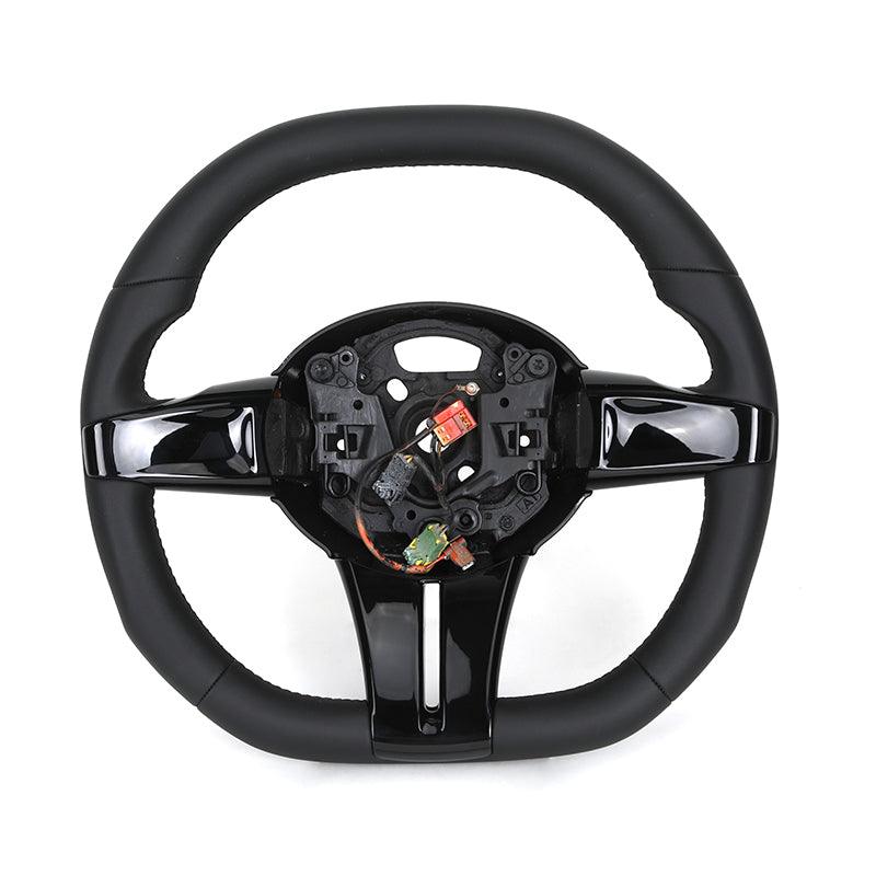 With Piano Black Trim Flat Bottom Full Leather M SPort Steering Wheel for BMW Z4 E85 E86 Roadster - Hailed Inc.