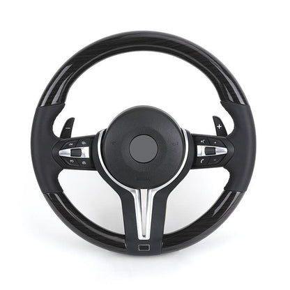 With Piano Black Trim Flat Bottom Full Leather M SPort Steering Wheel for BMW Z4 E85 E86 Roadster - Hailed Inc.