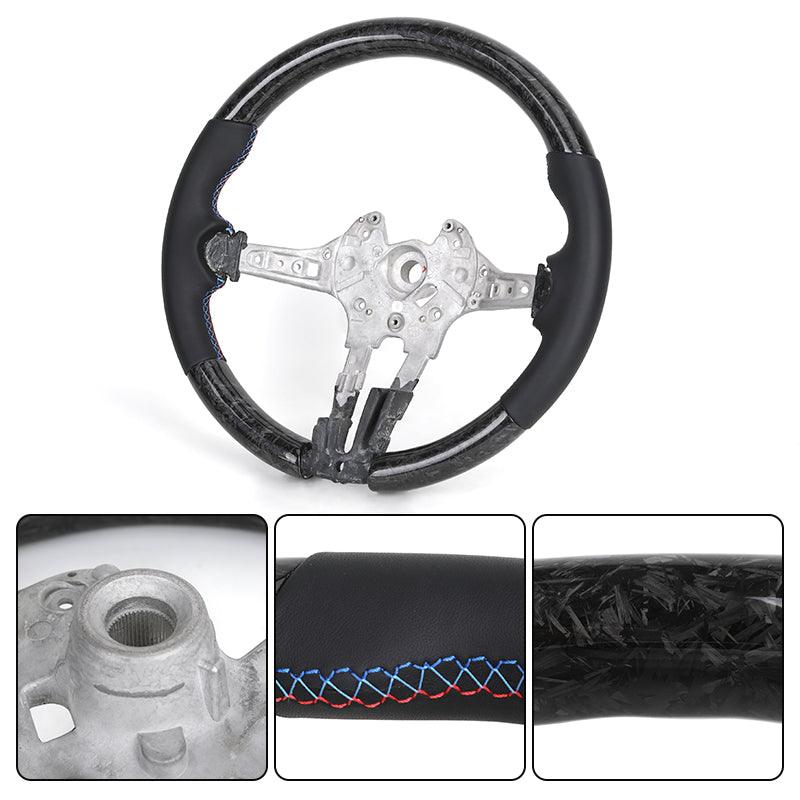 With Piano Black Trim Flat Bottom Full Leather M SPort Steering Wheel for BMW Z4 E85 E86 Roadster - Hailed Inc.