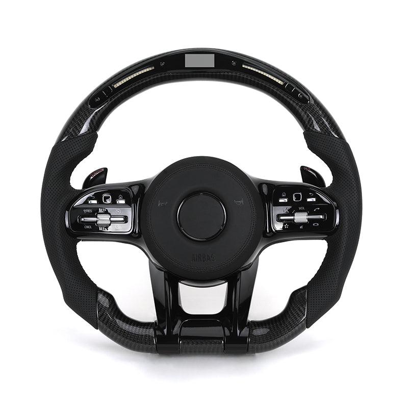 With Piano Black Trim Half Leather Carbon LED Steering Wheel for Mercedes Benz W205 W246 C117 C217 W166 X166 W164 W221 W222 AMG - Hailed Inc.