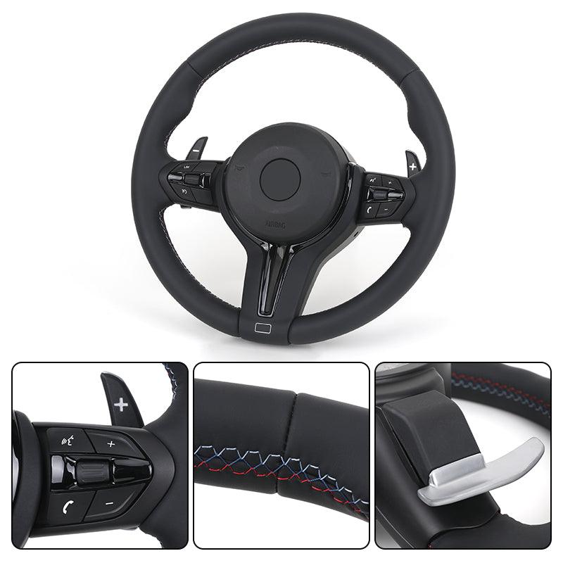 With Piano - black Trim M Sport Leather Steering Wheel for BMW F10 F20 F30 F40 F44 F45 F52 X1 F48 X2 F47 F80 F82 F87 M2 M3 M4 M5 - Hailed Inc.