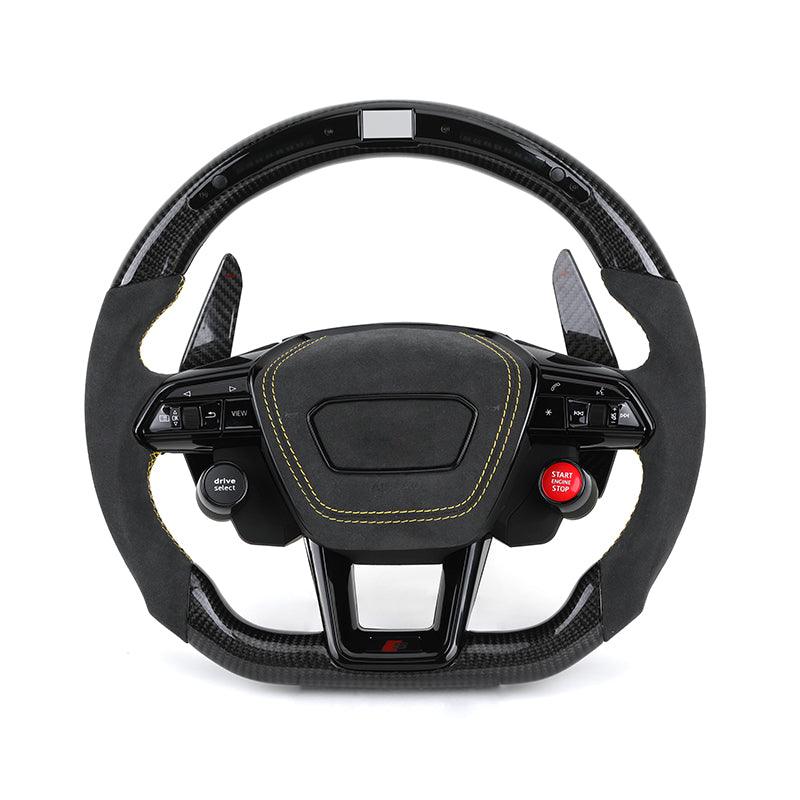 With R8 Start Button & Drive Select Half Alcantara Carbon LED Steering Wheel for Audi A3 A4 A5 A6 C7 C8 B9 S3 RS3 RS4 RS5 RS7 8V - Hailed Inc.