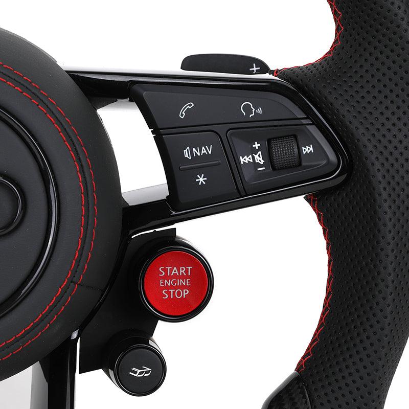 With R8 Start Button & Drive Select Half Perforated Carbon Steering Wheel for Audi A3 A4 A5 A6 C7 C8 Q3 Q5 Q7 4L SQ5 SQ8 TTRS - Hailed Inc.