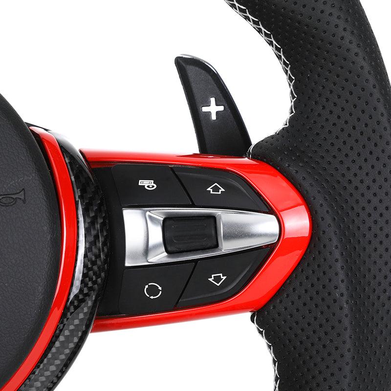 With Red Insert Trim Half Leather Carbon Steering Wheel for BMW F Series F10 F20 F30 F32 M3 F80 M5 F90 X5 F15 E70 E87 E90 E92 - Hailed Inc.