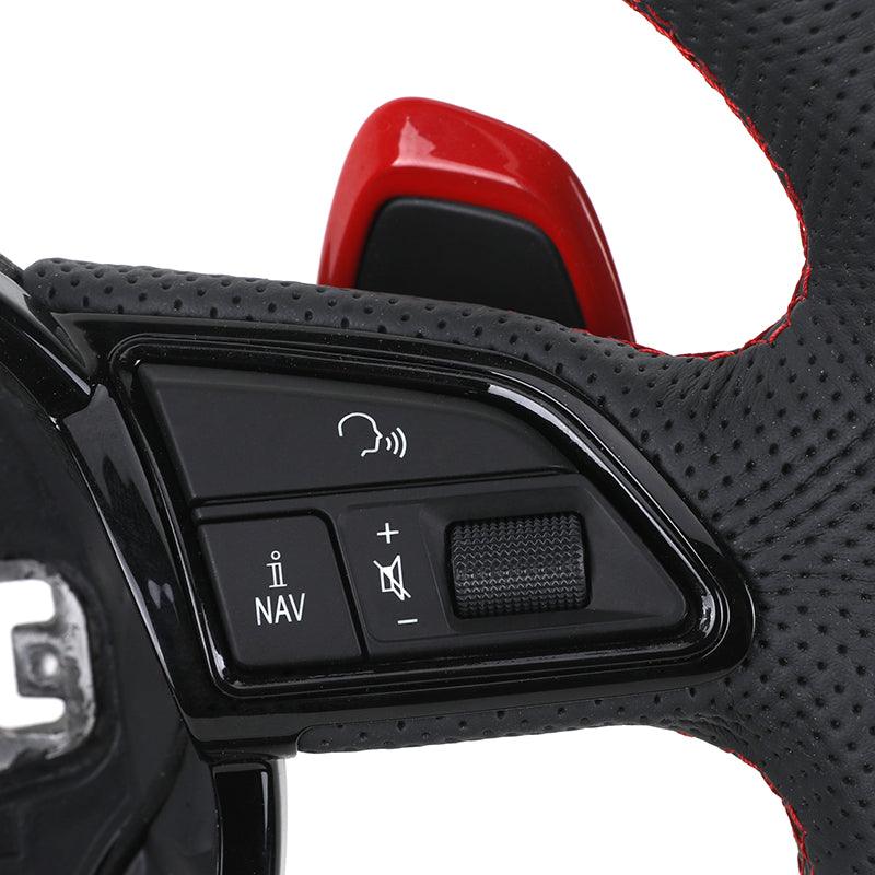 With Red Paddle RS Volant Lenkrad Half Perforated Leather Steering Wheel for Audi A6 A7 A4 B8 B8.5 B9 S3 S4 S5 S6 C7 Q8 RS3 RS6 - Hailed Inc.