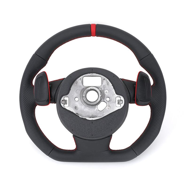 With Red Paddle RS Volant Lenkrad Half Perforated Leather Steering Wheel for Audi A6 A7 A4 B8 B8.5 B9 S3 S4 S5 S6 C7 Q8 RS3 RS6 - Hailed Inc.