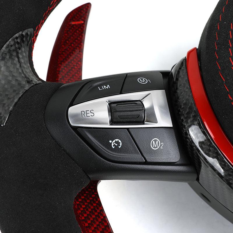 With Red Paddle Shifters Alcantara Leather Carbon Fiber M Sport Steering Wheel for BMW F10 F30 F01 F02 E90 E70 X4 F26 X6 E71 E65 - Hailed Inc.