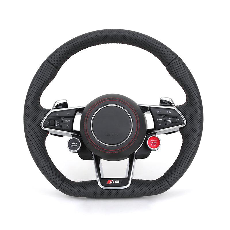 With Start Button RS R8 Sport Full Perforated Leather Steering Wheel for Audi A1 A3 S3 8V S4 S5 Q5 SQ5 A4 B9 RS3 RS4 RS5 TT TTRS - Hailed Inc.