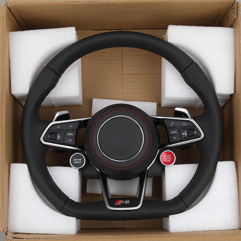 With Start Button RS R8 Sport Full Perforated Leather Steering Wheel for Audi A1 A3 S3 8V S4 S5 Q5 SQ5 A4 B9 RS3 RS4 RS5 TT TTRS - Hailed Inc.