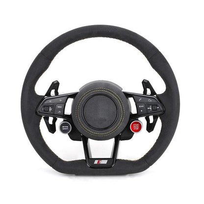 With Start Button S - Line Full Alcantara Leather Steering Wheel for Audi R8 TTRS C6 C7 S7 S4 A4 B8 RS3 SQ5 S5 B9 A6 C8 A3 2018 - Hailed Inc.