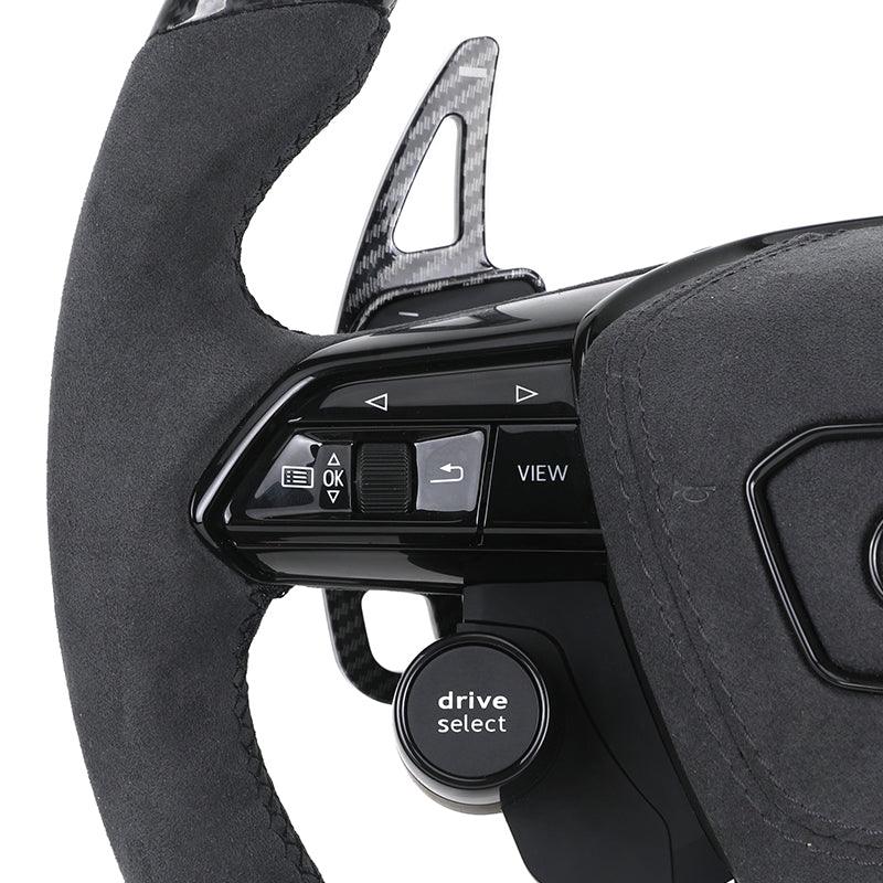 With Start Button S - Line Half Alcantara Carbon Fiber Paddle LED Steering Wheel for Audi TT R8 A4 A5 B8 B9 S4 RS6 A6 C7 RS Q5 Q6 - Hailed Inc.