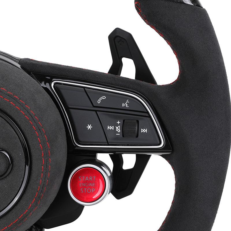 With Start Button S - Line Half Alcantara Carbon Steering Wheel for Audi Q8 SQ8 A3 A4 B9 A5 B8 A6 C7 A7 S3 S4 RS3 RS5 RS7 RS6 C8 - Hailed Inc.