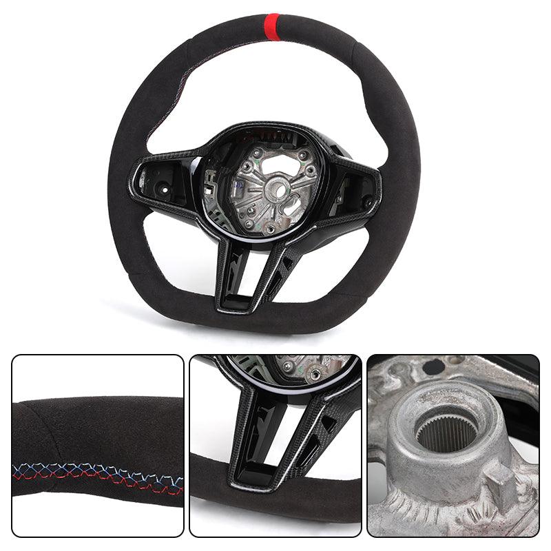 Without Button LCI Full Alcantara Steering Wheel for BMW G Series G01 G20 G05 G26 G30 M3 G80 M4 G82 M8 F92 F96 F97 M235i M340i - Hailed Inc.