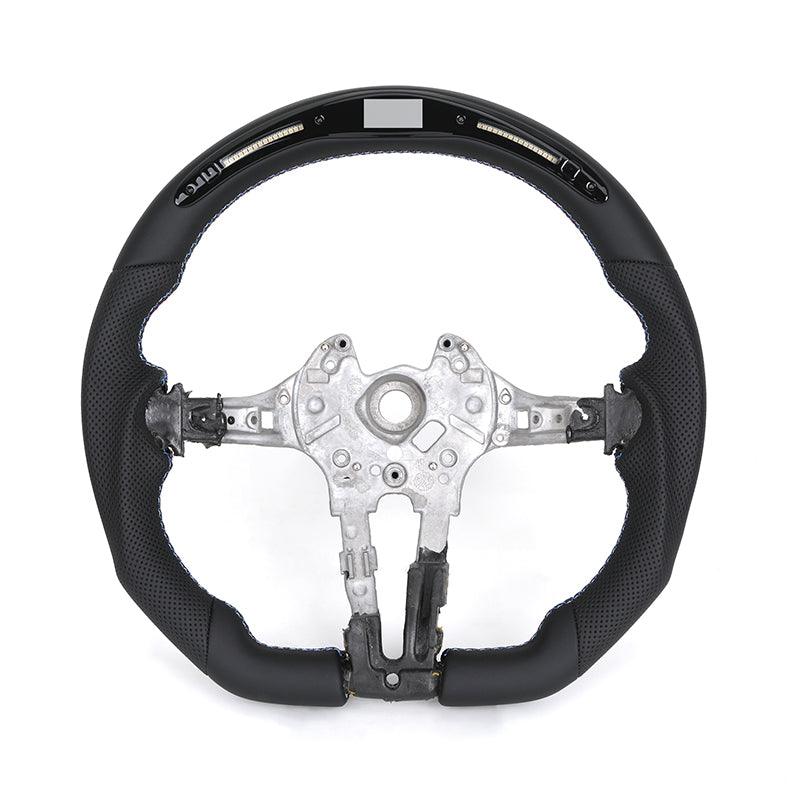 Without Center Trim Flat Bottom Half Leather LED Steering Wheel Core for BMW F10 F30 F32 F36 F80 M4 F82 M5 F90 E88 E90 E92 E93 - Hailed Inc.