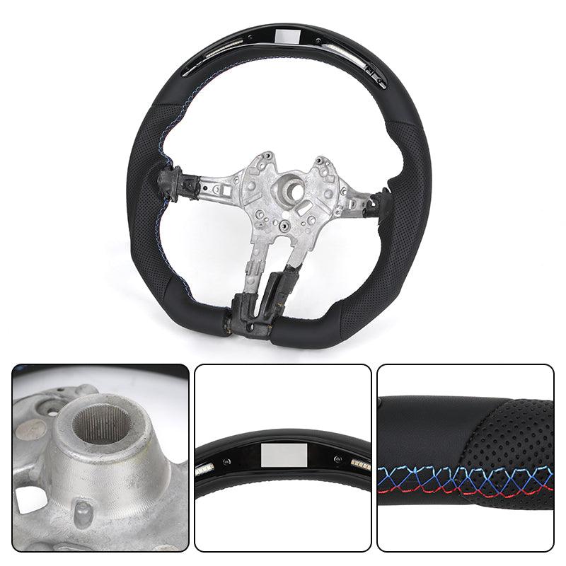 Without Center Trim Flat Bottom Half Leather LED Steering Wheel Core for BMW F10 F30 F32 F36 F80 M4 F82 M5 F90 E88 E90 E92 E93 - Hailed Inc.