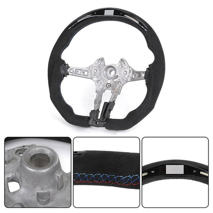 Without Center Trim Full Alcantara Leather LED Steering Wheel for BMW F07 F10 F20 F30 M3 F80 M4 F82 F85 M2 F87 M5 F90 Z4 E89 E93 - Hailed Inc.