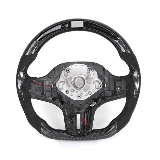 Without Center Trim Half Alcantara Carbon LED Steering Wheel Core for BMW G05 G07 G11 G12 G20 G22 G30 G80 M3 G81 G82 G83 M4 G87 - Hailed Inc.