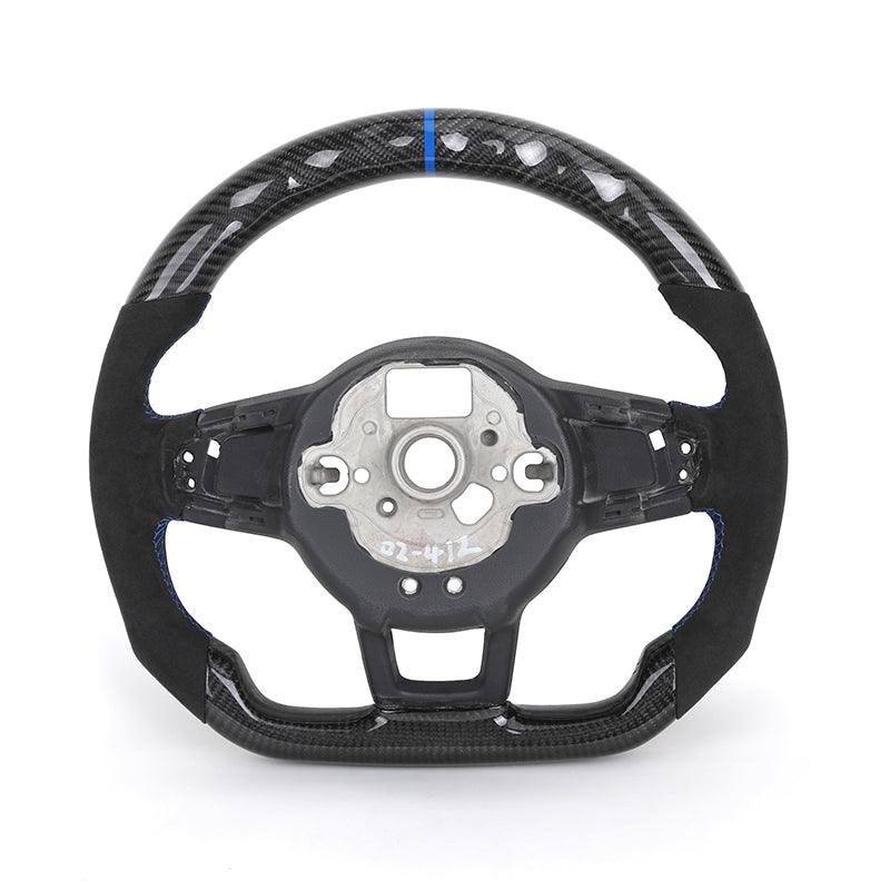 Without Center Trim Half Alcantara Carbon LED Steering Wheel Frame for VW Volkswagen Golf Mk4 MK5 MK7 5 6 7 7.5 6R 7R 8R Gti - Hailed Inc.