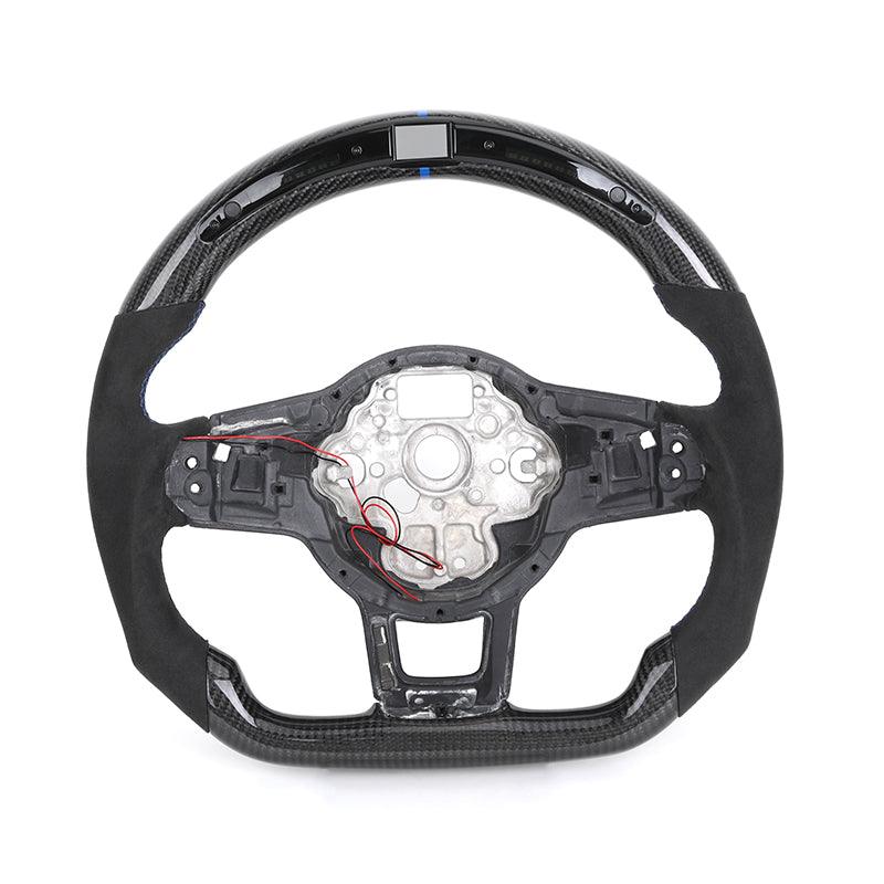 Without Center Trim Half Alcantara Carbon LED Steering Wheel Frame for VW Volkswagen Golf Mk4 MK5 MK7 5 6 7 7.5 6R 7R 8R Gti - Hailed Inc.