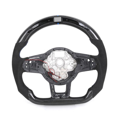 Without Center Trim Half Alcantara Carbon LED Steering Wheel Frame for VW Volkswagen Golf Mk4 MK5 MK7 5 6 7 7.5 6R 7R 8R Gti - Hailed Inc.