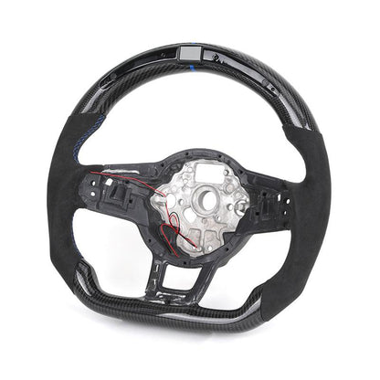 Without Center Trim Half Alcantara Carbon LED Steering Wheel Frame for VW Volkswagen Golf Mk4 MK5 MK7 5 6 7 7.5 6R 7R 8R Gti - Hailed Inc.